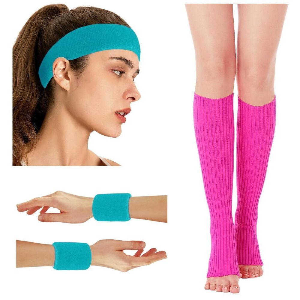 4534 Neon Leg Warmers Set For Headband Sweatbands Wristbands